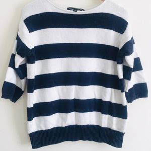 {Linda Allard EllenTracy}BlueWhiteStripedSweater